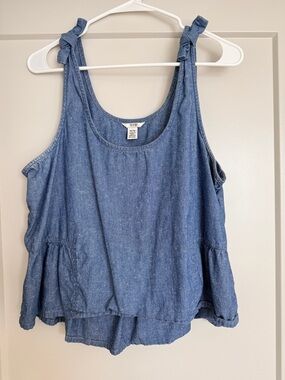 Guess Blue Tie-Shoulder Tank Top - Women's Size M